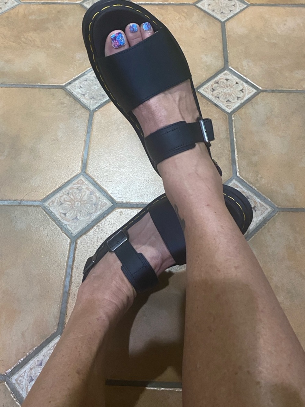 Dr. Martens Black Leather Slide Sandals with Buckle Strap- NWOT